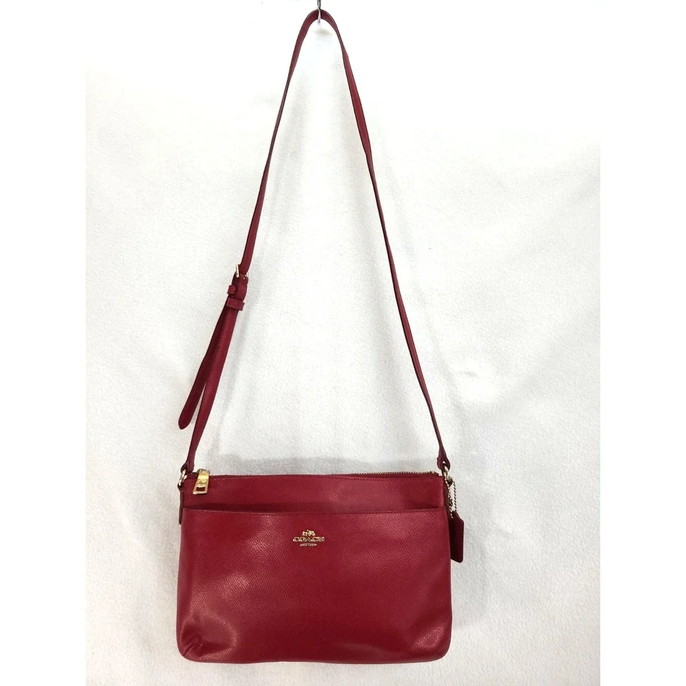 Coach Red Crossgrain Leather Crossbody Bag